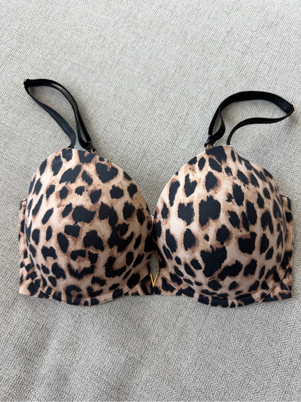 Victorias Secret Body Line  Leopard Print Push-Up Bra - Black & Brown